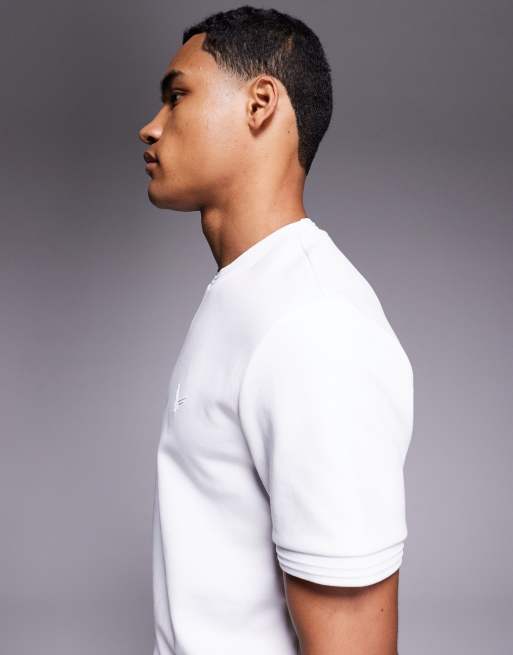 River Island – Slim Fit T-Shirt aus Neopren-Stoff in Weiß, 4 von 5
