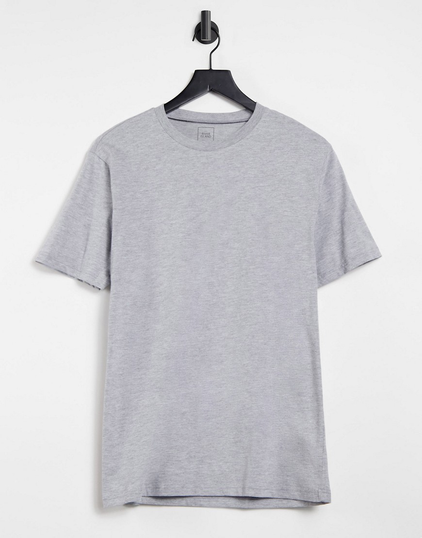 River Island slim fit t-shirt in gray-Grey