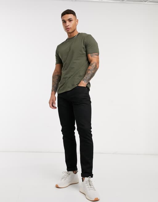 River Island slim fit tshirt in khaki ASOS
