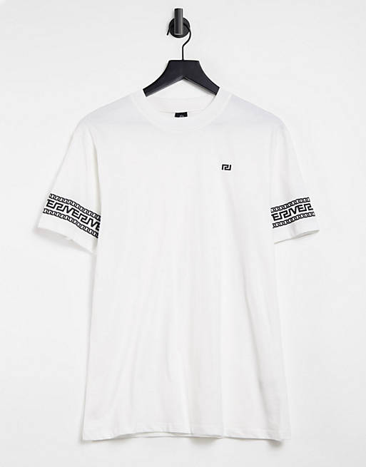 River Island - Slim fit T-shirt met monogramprint in wit