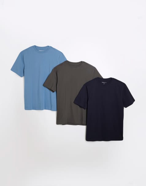 River Island Slim Fit T-Shirts 3 Pack in multi - view 1