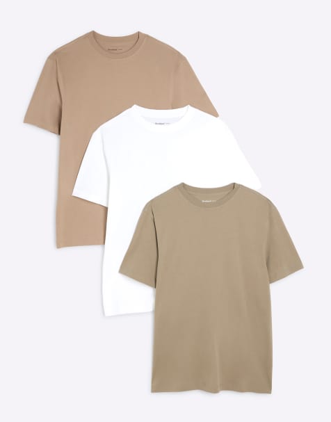 River Island Slim Fit T-Shirts 3 Pack in multi - view 1