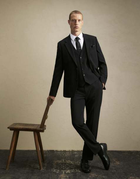 River Island Slim fit tailored suit trousers in black