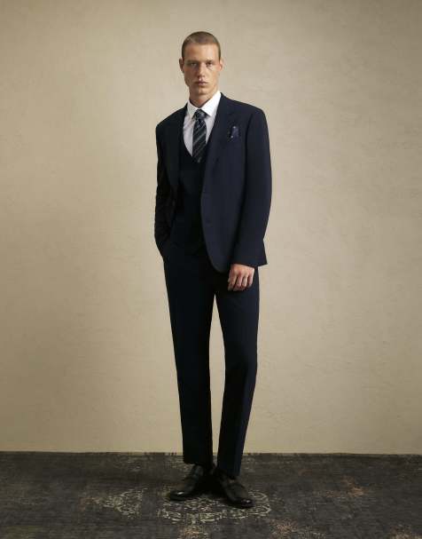 River Island Slim fit tailored suit trousers in navy