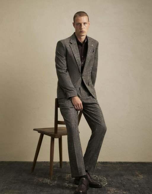 River Island Slim fit textured blazer in brown , 2 of 4