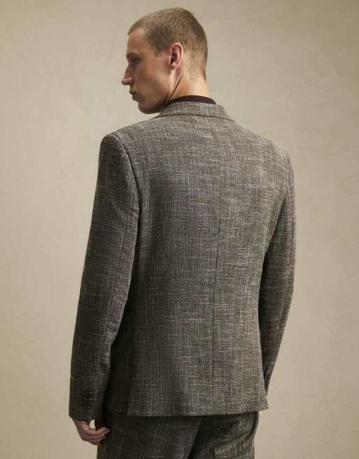 River Island Slim fit textured blazer in brown , 4 of 4