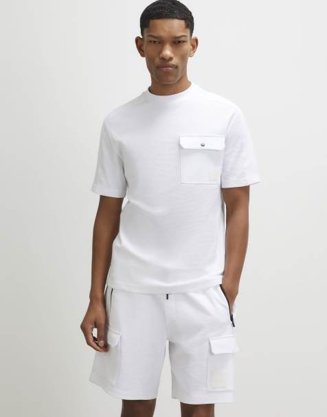 River Island Slim fit textured pocket t-shirt in white