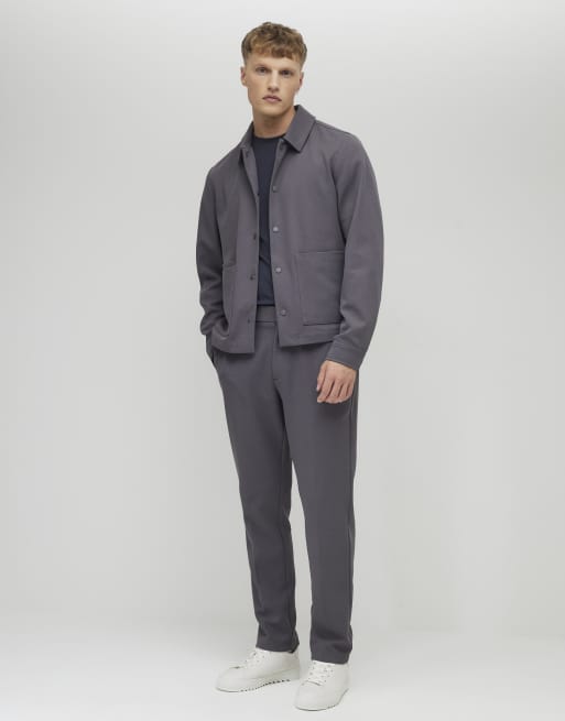 River Island Slim fit textured trousers in grey
