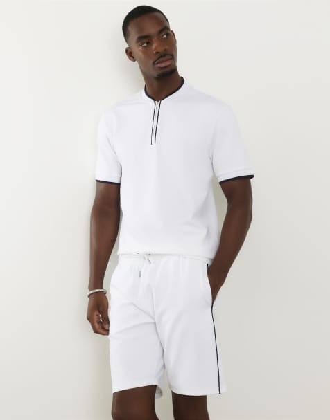 River Island Slim fit tipped baseball polo shirt in white - view 1