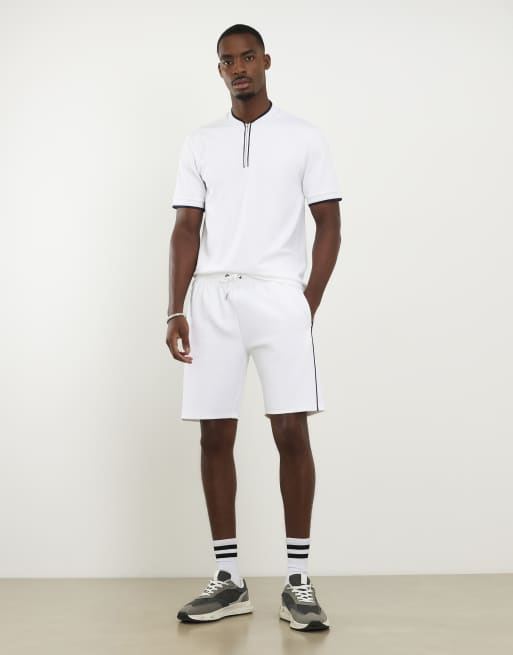 River Island Slim fit tipped baseball polo shirt in white , 3 of 4