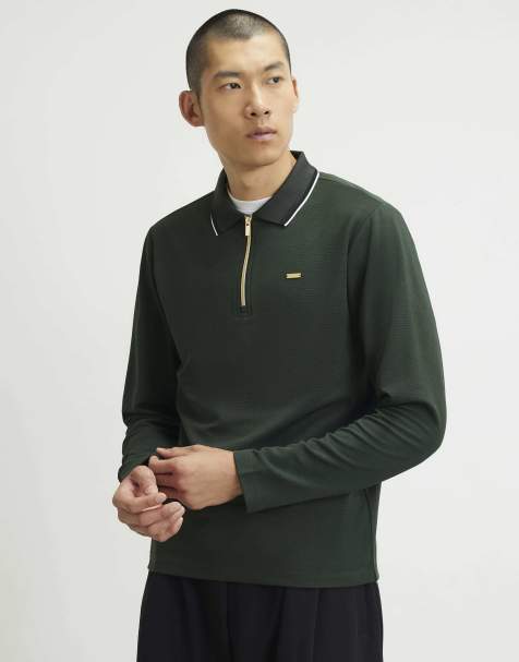 River Island Slim fit tipped polo shirt in green