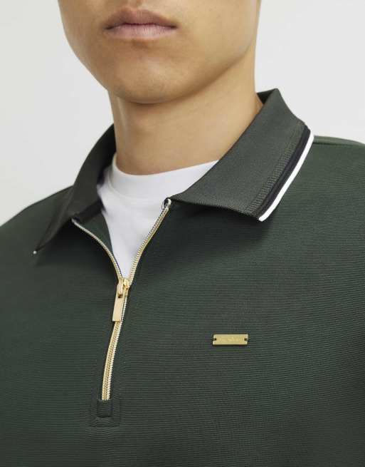 River Island Slim fit tipped polo shirt in green, 2 of 4