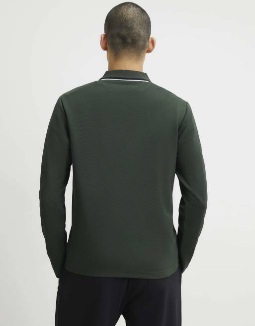 River Island Slim fit tipped polo shirt in green, 4 of 4