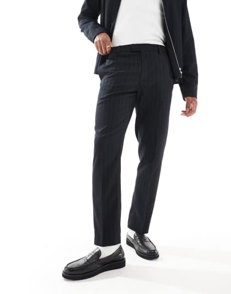 River Island slim fit trousers co-ord in navy pinstripe - view 1