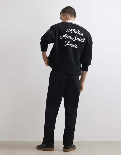 River Island Slim fit turn up hem joggers in black, 4 of 4