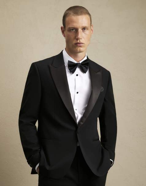River Island Slim fit tuxedo jacket in black - view 1