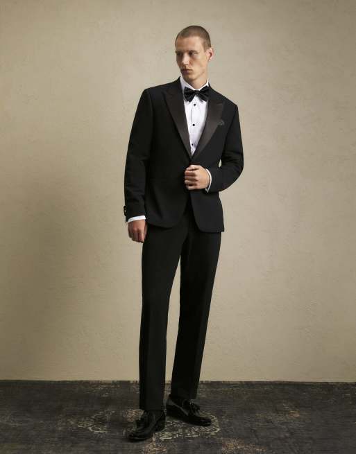 River Island Slim fit tuxedo jacket in black, 3 of 4