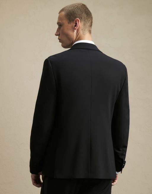 River Island Slim fit tuxedo jacket in black, 4 of 4