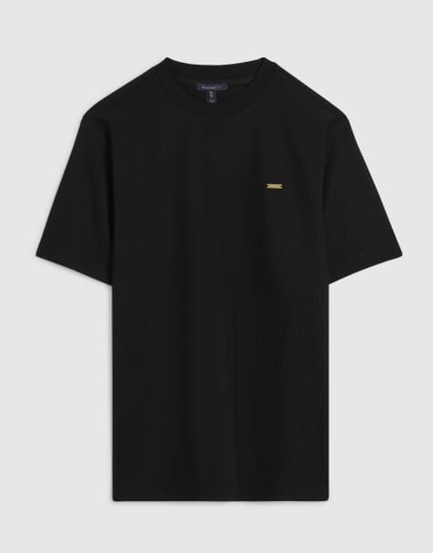 River Island Slim fit vertical stripe t-shirt in black - view 1