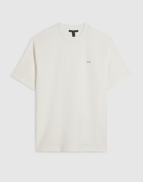 River Island Slim fit vertical stripe t-shirt in white - view 1