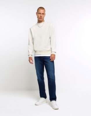 River Island River Island slim fit washed jean in dark blue