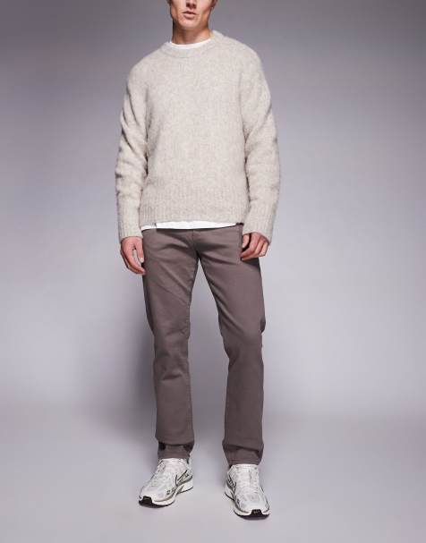 River Island slim fit washed jeans in brown - view 1