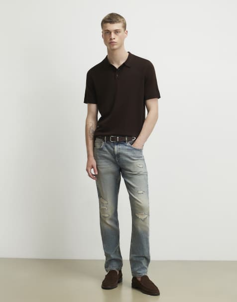 River Island Slim fit washed ripped jeans in light blue - view 1