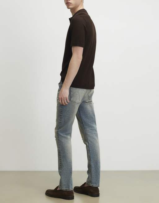 River Island Slim fit washed ripped jeans in light blue, 4 of 4