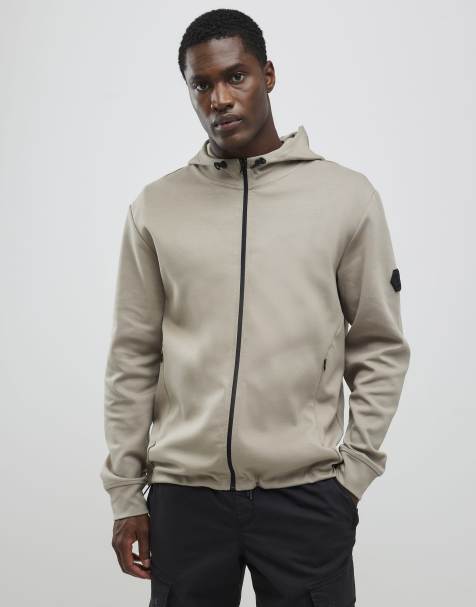 River Island Slim fit zip through hoodie in beige - view 1