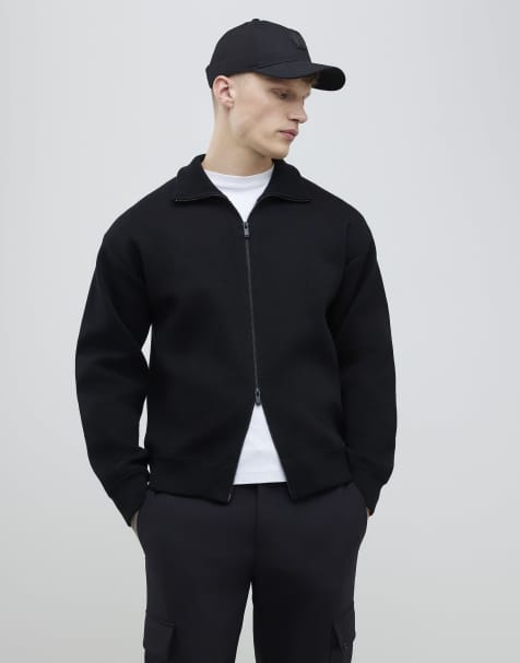 River Island Slim fit zip up jacket in black - view 1