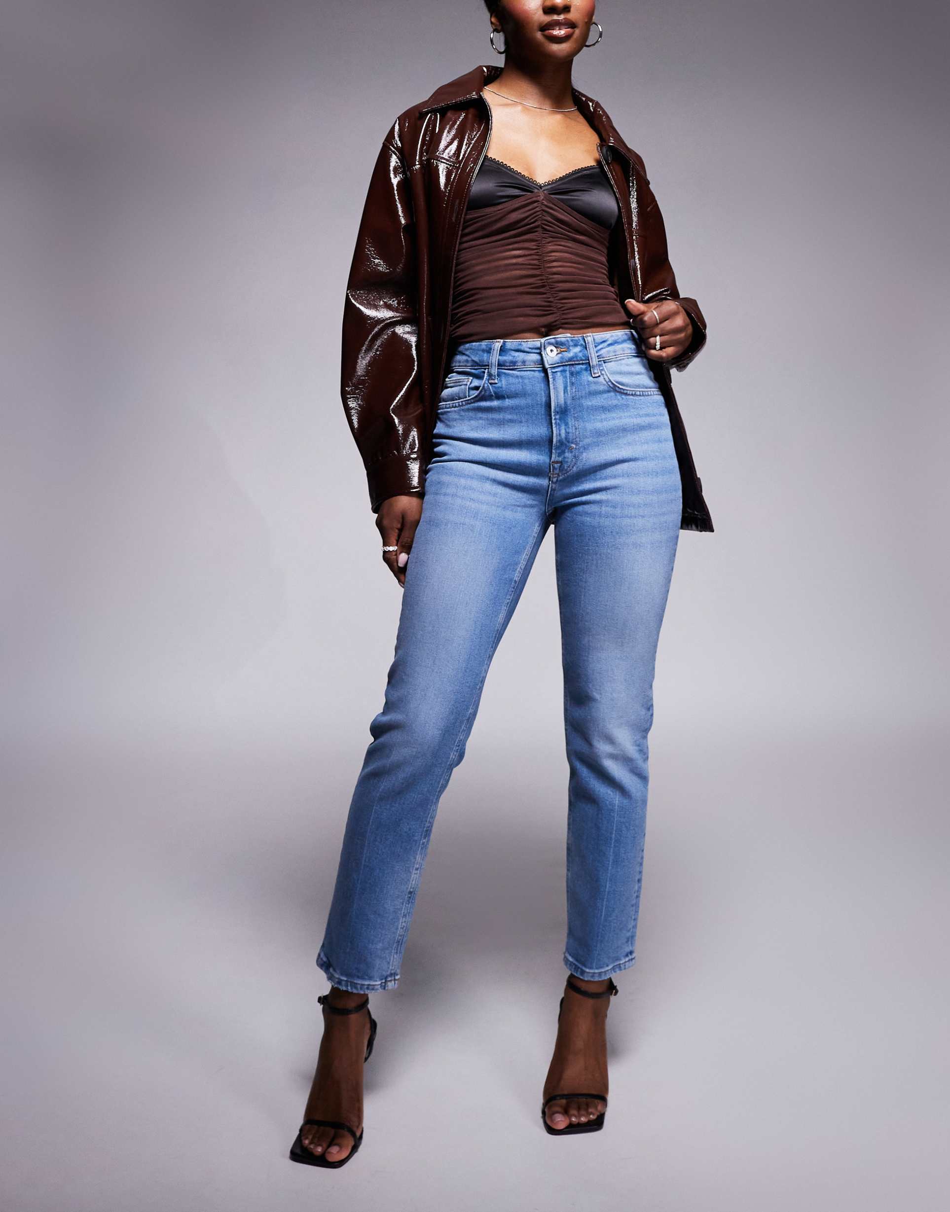 river island slim jeans in mid wash blue