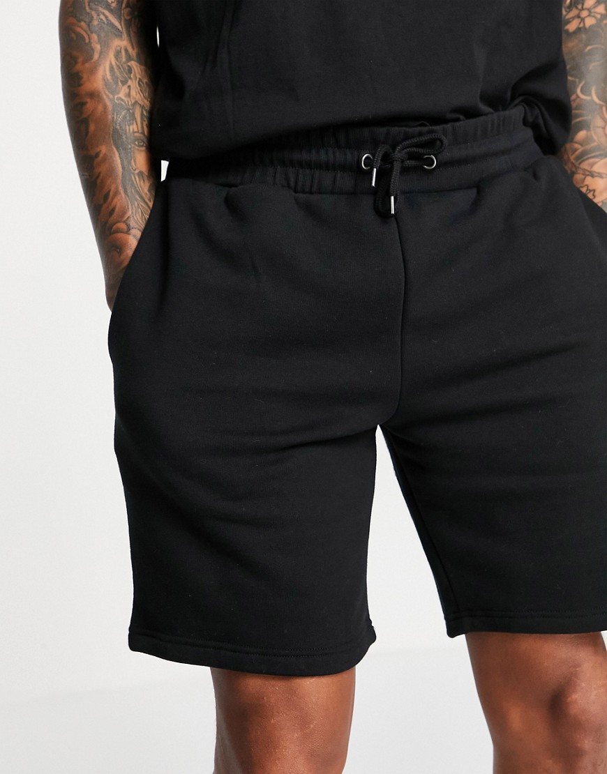 River Island slim jersey shorts in black