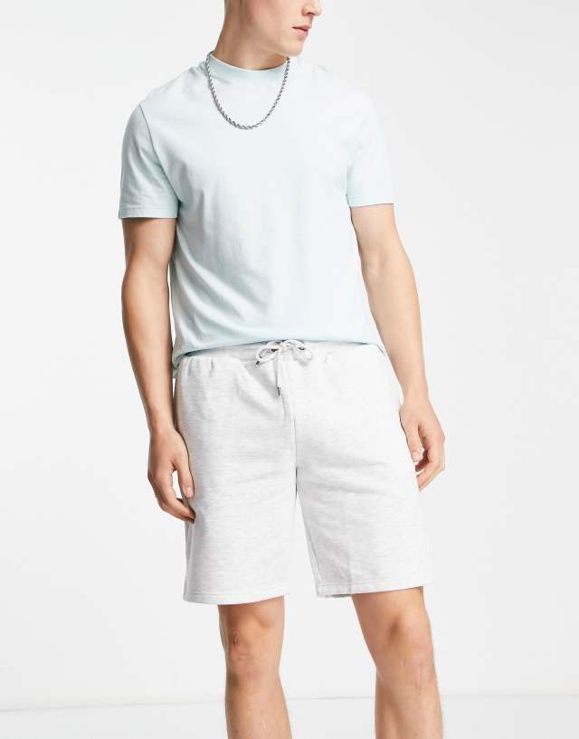 River Island slim jersey shorts in gray