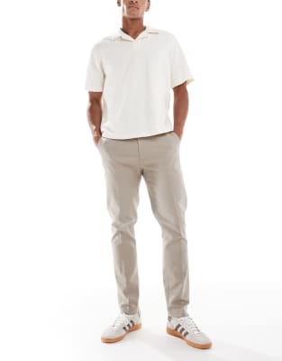 slim leg chinos in beige-Neutral