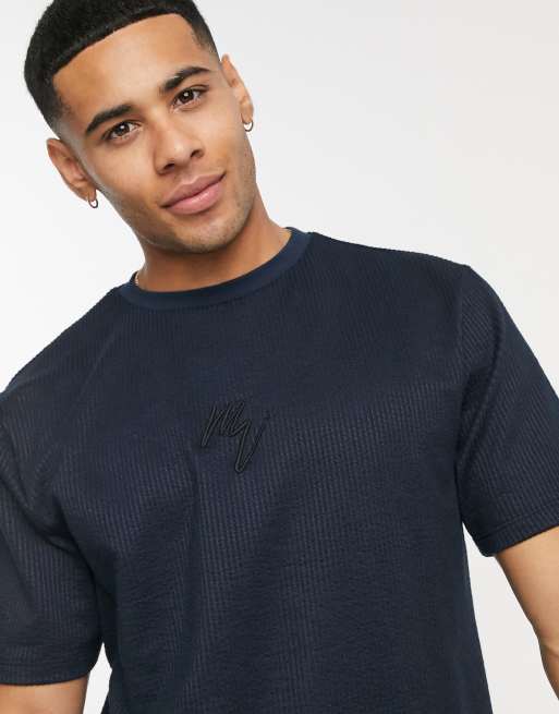 River Island slim Maison tshirt in navy ASOS