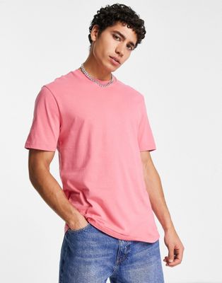 River Island slim neck t-shirt in bright pink