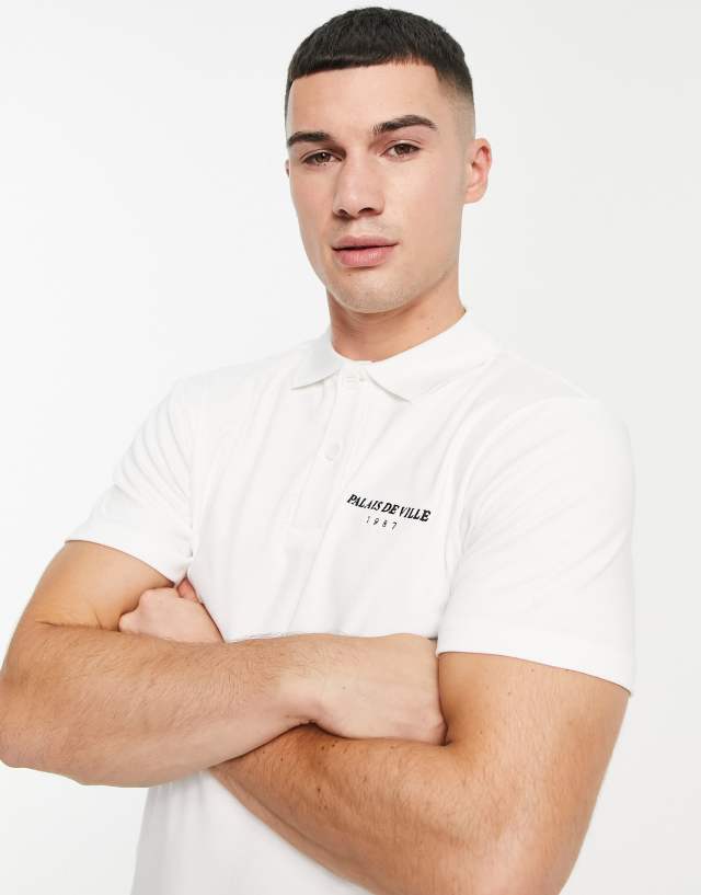 River Island slim polo in white