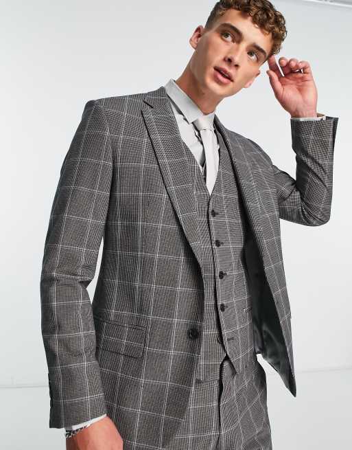 Grey checkered clearance suit jacket