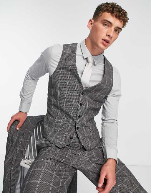 Grey shop patterned waistcoat