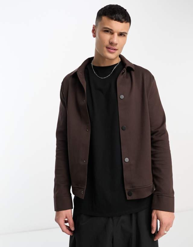 River Island slim shacket in brown