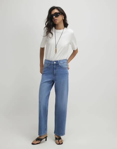 River Island Slim straight leg cropped jeans in light blue - view 1