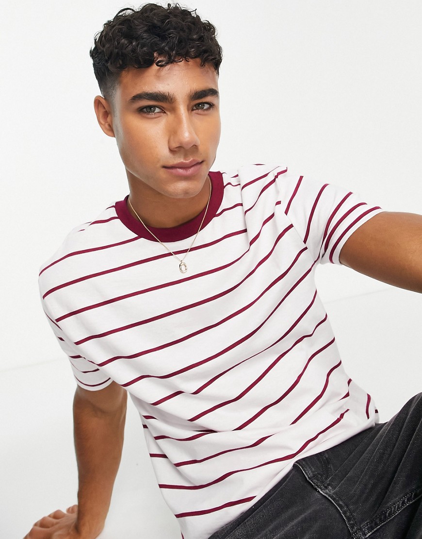 River Island slim stripe t-shirt in red and white