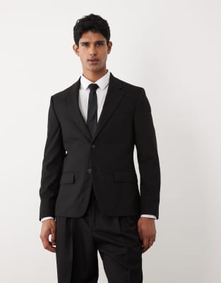 River Island slim suit jacket in black