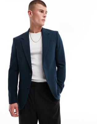 River Island Slim Suit Jacket In Blue