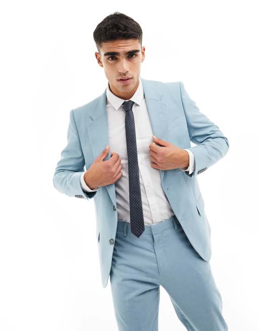 River Island slim suit jacket in light blue