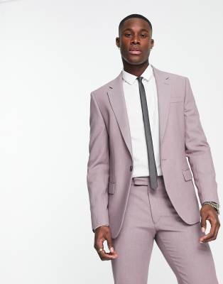 River Island slim suit jacket in purple marl