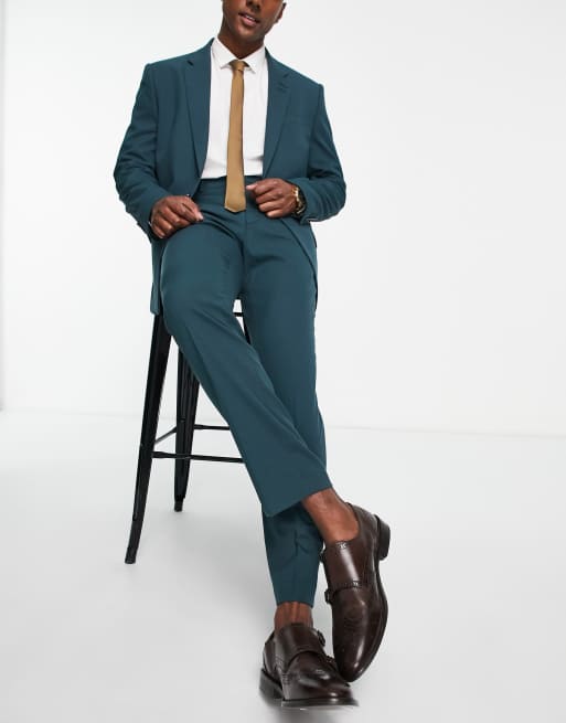 Lindbergh wedding slim fit suit pant in teal, ASOS