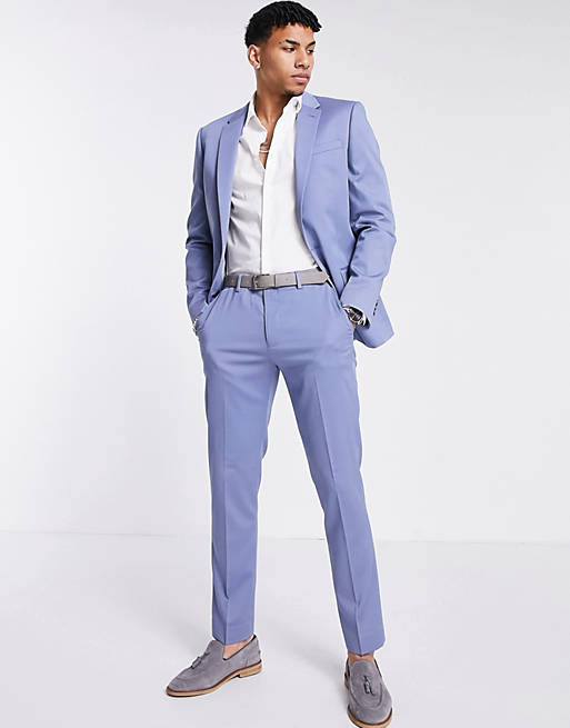 River Island slim suit trouser in blue