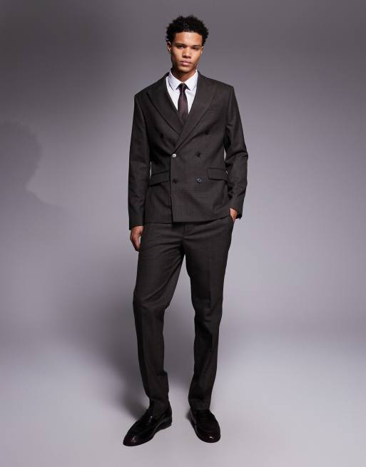 River Island slim suit trousers in brown check, 2 of 5