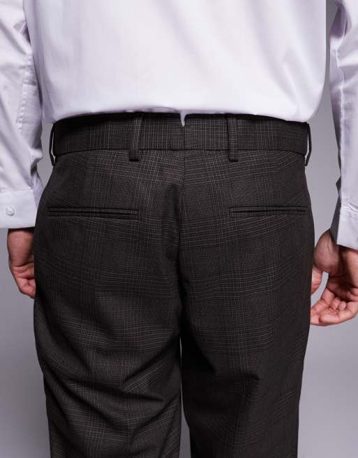 River Island slim suit trousers in brown check, 4 of 5